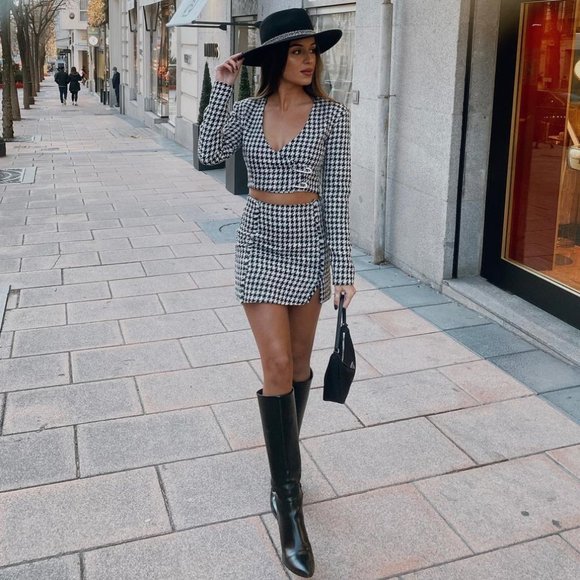 BLOGGER'S Fave! Zara Printed Co-Ord Skirt Set Textured Weave Sz XS/ S/M … - Picture 3 of 16